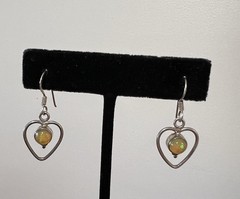 Artisan Made Ethiopian Opal Heart Shape Sterling Silver Dangle Drop Earrings