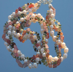 Handmade Freshwater Pearl Tourmaline Apatite Necklace Sterling Silver