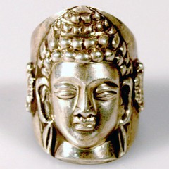 .925 Sterling Silver Buddha RING face Tibet Nepal Buddhist size 5 6 7 8 9 10 11