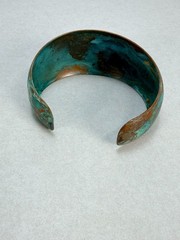 Handcrafted Patina Copper Cuff Bracelet With Copper & Teal. Unisex
