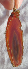 Vintage Artisan Orange & Brown Agate Slice Wire Wrap Pendant