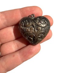 Heart Pendant Puffy heart charm pendant silver over brass