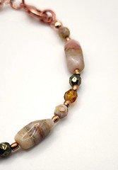 Pink Peruvian Opal Handmade Copper Accented Bracelet