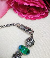 TROLLBEADS Denmark Lace Flower Sterling Silver Foxtail Bracelet~ 7-1/2″ Retired