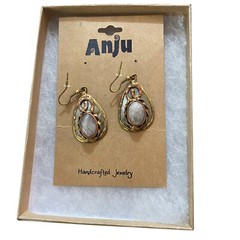 Anju Mixed Metal Teardrop Earrings with Rose Quartz Stones