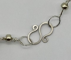 Artisan-Made Collar Necklace .999 Fine Silver W/Jade Chips And Freshwater Pearls