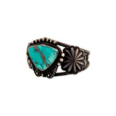 Vintage, Bracelet, Fox Turquoise, Sterling Silver, Navajo Handmade, 7 1/2″