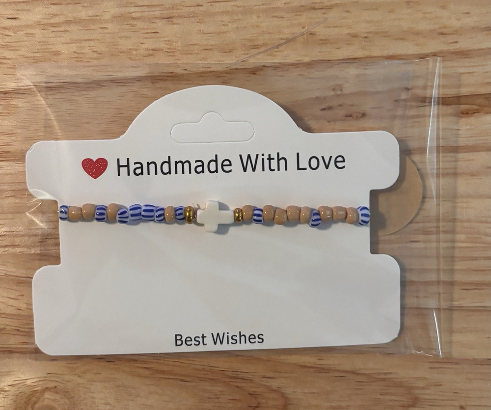 Handmade Beaded Charm Bracelets with Cross Bracelet 18cm