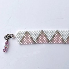 Bracelet and Earrings Peyote Stitch Pale Pink White Silver USA Made