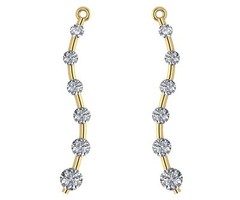 Yellow Gold Plated 925 Sterling Silver Earring Jacket With Pure Cubic Zirconia