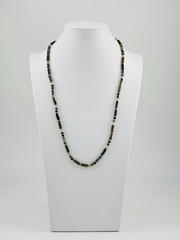 GREEN INDIAN AGATE Tube Cylinder Beads Unisex Necklace 27.5” Stainless