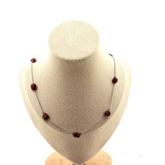 stones And Minerals. Ruby Bead Necklace From Brazil In Free Form 5-8 Mm Chain