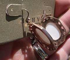 Designer «Barse» White Stone Earrings Copper NWT open work octagon Thailand