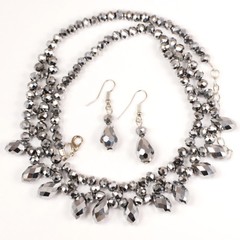 Women Jewelry Charm Crystal Collar Choker Statement Pendant Necklace earring set