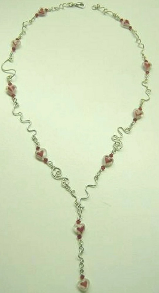 Valentine Galentine Pop Art Funky Spiral Swirl Wave Glass HeART love Y-Necklace