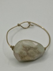 Gold Wire Freeform Smoky Quartz Geode? Statement Cuff Bracelet Small 3”