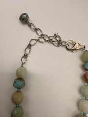 Artisan Amazonite Gemstone Statement Necklace Large Pendant Boho Beaded