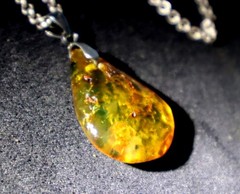 Lovely Natural Clear Light Green Amber Pendant 39mm