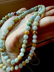 Untreated Grade A Myanmar Jadeite Bead Necklace 純天然翡翠A貨 老坑糯冰多包超长项链 7.6 Mm
