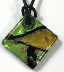 Dichroic Glass Pendant Necklace Artisan Handmade Fused – 18 in Length