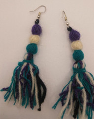 Alpaca Earrings for Women, Multicolored Threads, Cusco