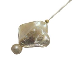 3″ Hat-Stick-Lapel Pin MOP Shell Champagne AB Bead Gold-tone Findings OBW247