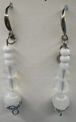 Artisan Made Signed Natural Faceted White Jade Moonstone Quartz SS 925 Earrings