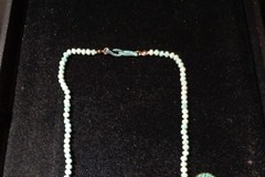 Artisan crafted,18” sparkling faceted amazonite Hand knotted on silk, featuring