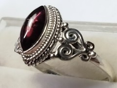 NATURAL GARNET IN TRENDY FILIGREE & HALO SET STERLING SILVER.925 RING SIZE 9.25!