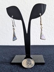 Last Pair! Artisan MOTHER of PEARL inlay EARRINGS Mexican Alpaca silver NEW