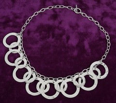 Artisan Crafted Sterling 17-3/4″ Circle Charm Necklace 58 grams