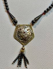 Fantastic Necklace , Silver and Brass with Gemstones And Hematite Beads