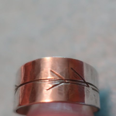 Sterling/14K gold «Arrows» Ring, size 5 1/2; Made in USA by Peggy Johnson, 2017