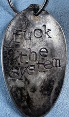 Artisan Hand Stamped Spoon Keychains I Love Music & F**k The System