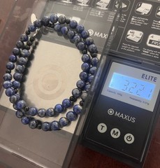 Deep Blue Lapis (7mm) 925 Necklace 18” with 4mm Onyx Spacers / Artisan Made