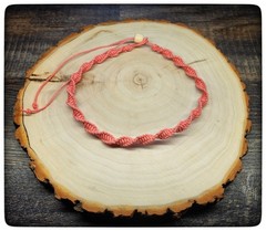 Simplistic Spiral Coral Pink Hemp Necklace / Choker Customizable MINIMALISTIC