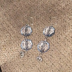 Handmade Dangly Earrings That Are Blue And Silver