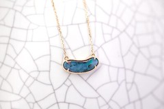 Simple Round Natural Australian Doublet Opal Bracelet in 14k Yellow Gold