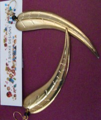 «LONG LEAF DESIGN BEADED EARRINGS» MADE IN USA! OOAK W/FREE GIFT BOX