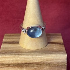 Handmade India Artisan Beaded Sterling Silver Statement Blue Iolite Ring 7.5