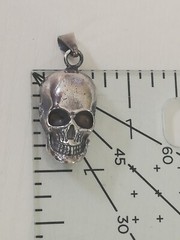 .925 Solid Silver Skull Biker Pendant Leather Chain New.
