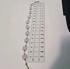 Handmade Soft Pink Glass Square Bead Necklace Faux Pearls & Crystal 20″ 3oz Glam