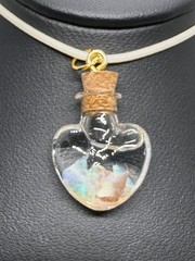 opal in heart shaped jar pendant, australian opal multi color