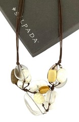 SILPADA Sterling Silver MULTI GEMSTONE CLUSTER 4 Strand Leather Necklace~#N2201