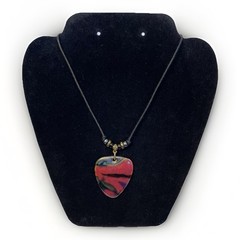 Elena Calderon 19″ Artisan Clay Pendant Beaded Necklace Red Black Lobster Claw