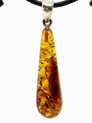 AMBER PENDANT Glossy Natural BALTIC AMBER Stone Unique Gift Silver 925 2g 15076