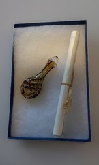 Hand Blown Bottle Pendent / River Jordan Rememberance/ Certificate/preowned