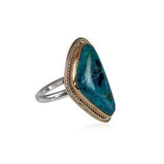 Triangular Eilat Stone Silver And Gold Filled Rings