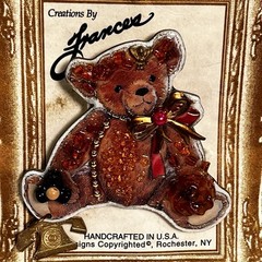 Creations by Frances Handcrafted in U.S.A. Teddy Bear Pin Brooch w Telephone VTG