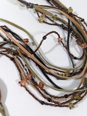 Artisan Brown Glass Black Green Tribal Style Multi Cord Pendant Necklace 30 in